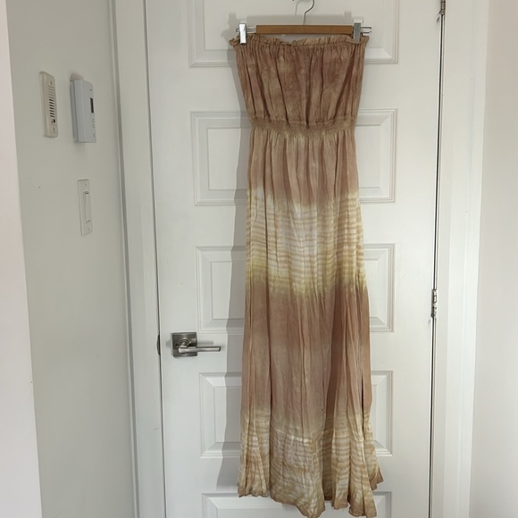 TIERA HAWAII - handmade rayon maxi dress tie dye tan one size (see measurements) - Picture 6 of 10